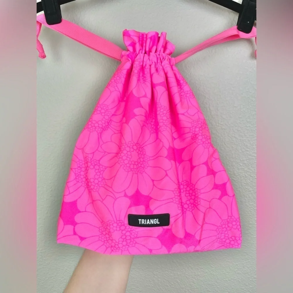 Triangl Pitaya Floral Drawstring Bag for Swimsuits Bikinis Beach Travel Pouch